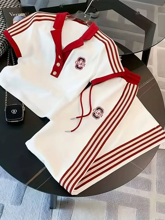 Sportswear Short Sleeve T-Shirt and Wide-Leg Pants Set