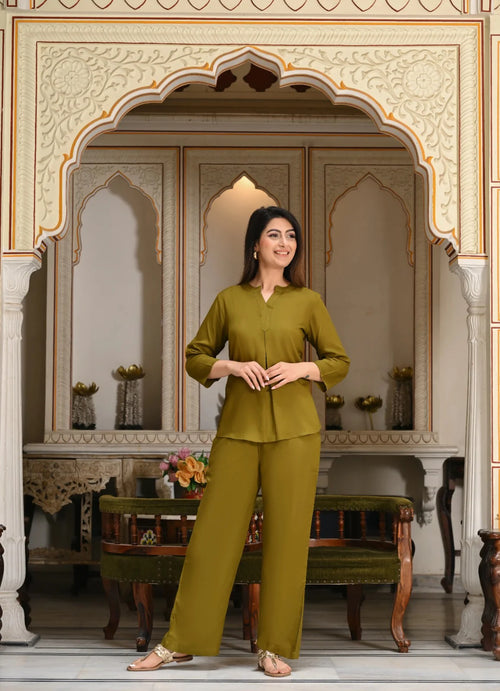 Deep Olive Viscose co-ord set