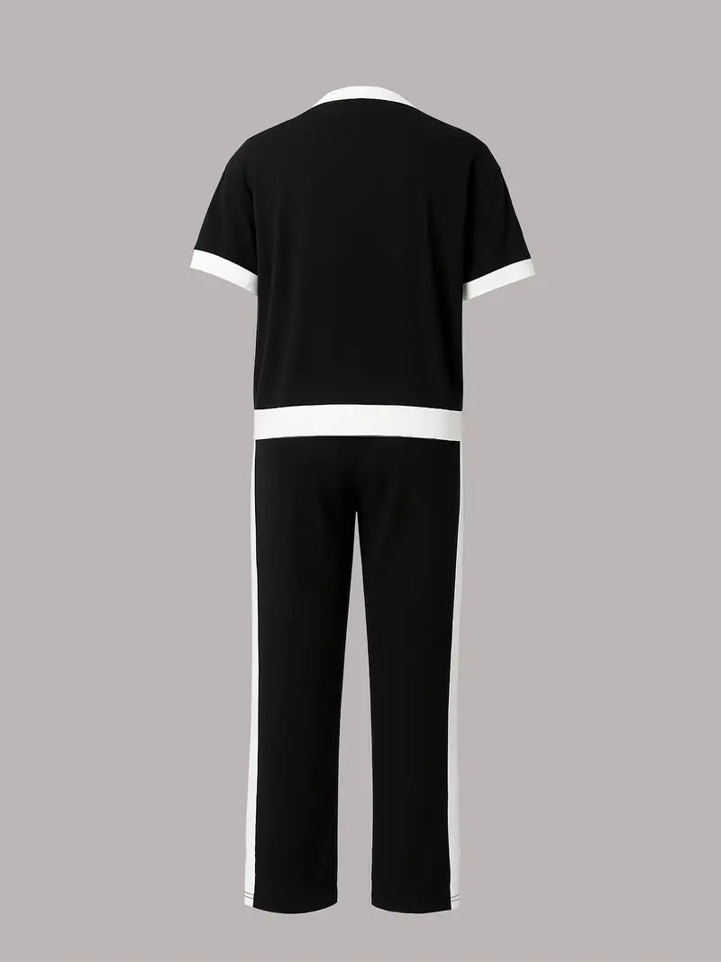 Autumn Women's Color Black Zipper Lapel Set