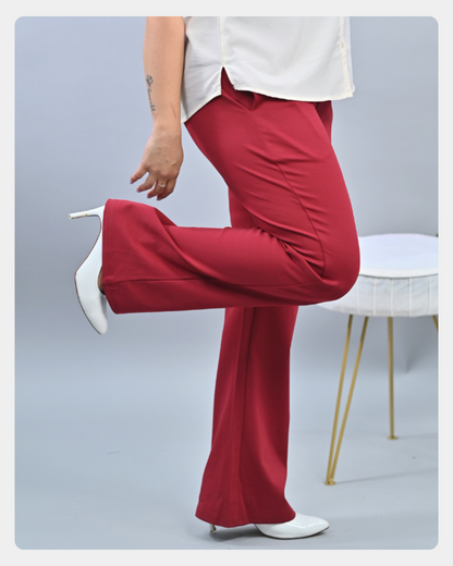 Stretchable Biowash Cotton Bootcut Flare Pants with Superior Elastic Belt