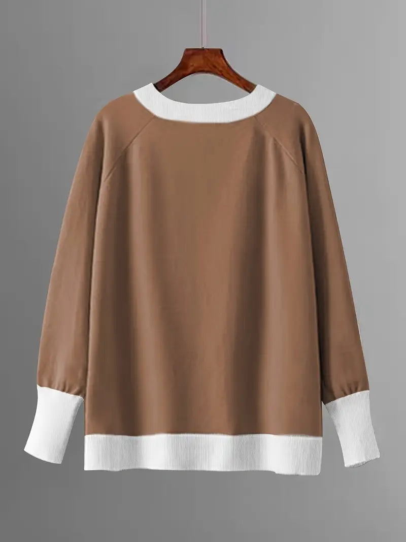 Elegant Two‑Piece Set – Solid V‑Neck Top & Long Trousers