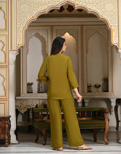 Deep Olive Viscose co-ord set
