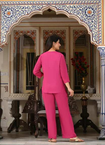 Magenta Pink Viscose co- ord set