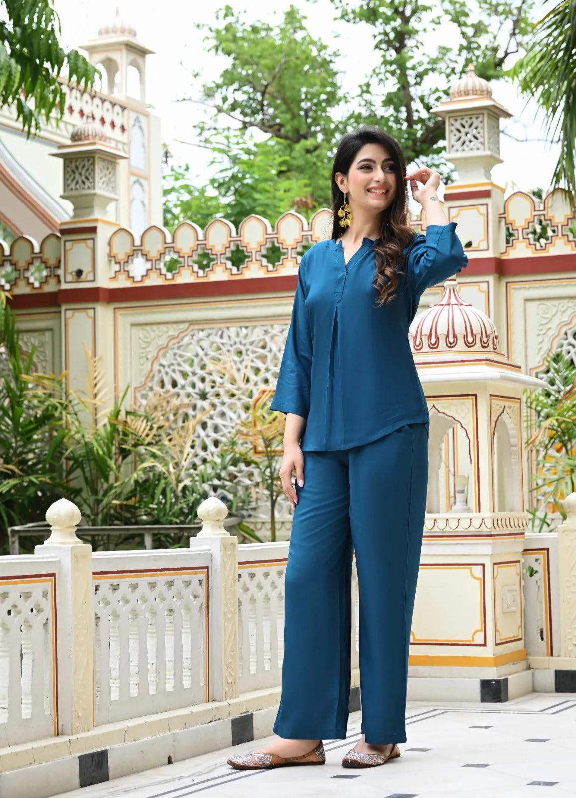 Crystal Teal Blue Viscose co-ord set