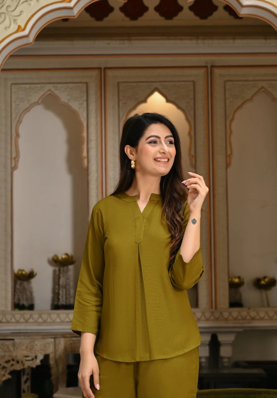 Deep Olive Viscose co-ord set