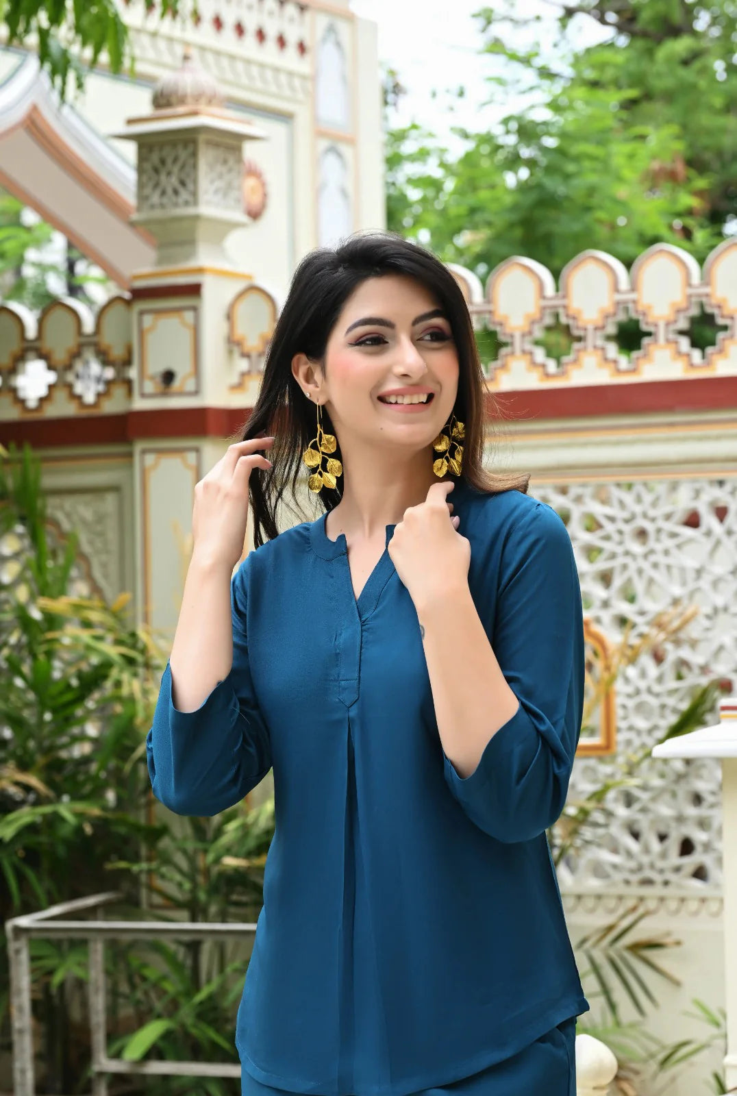 Crystal Teal Blue Viscose co-ord set