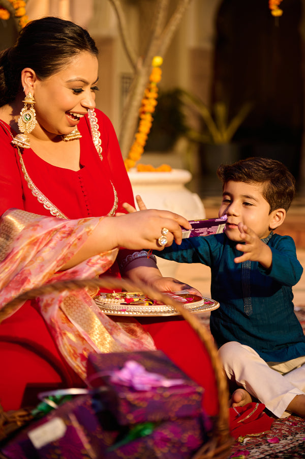 Gulnaar Red Anarkali Kurta Set with Floral Organza Dupatta