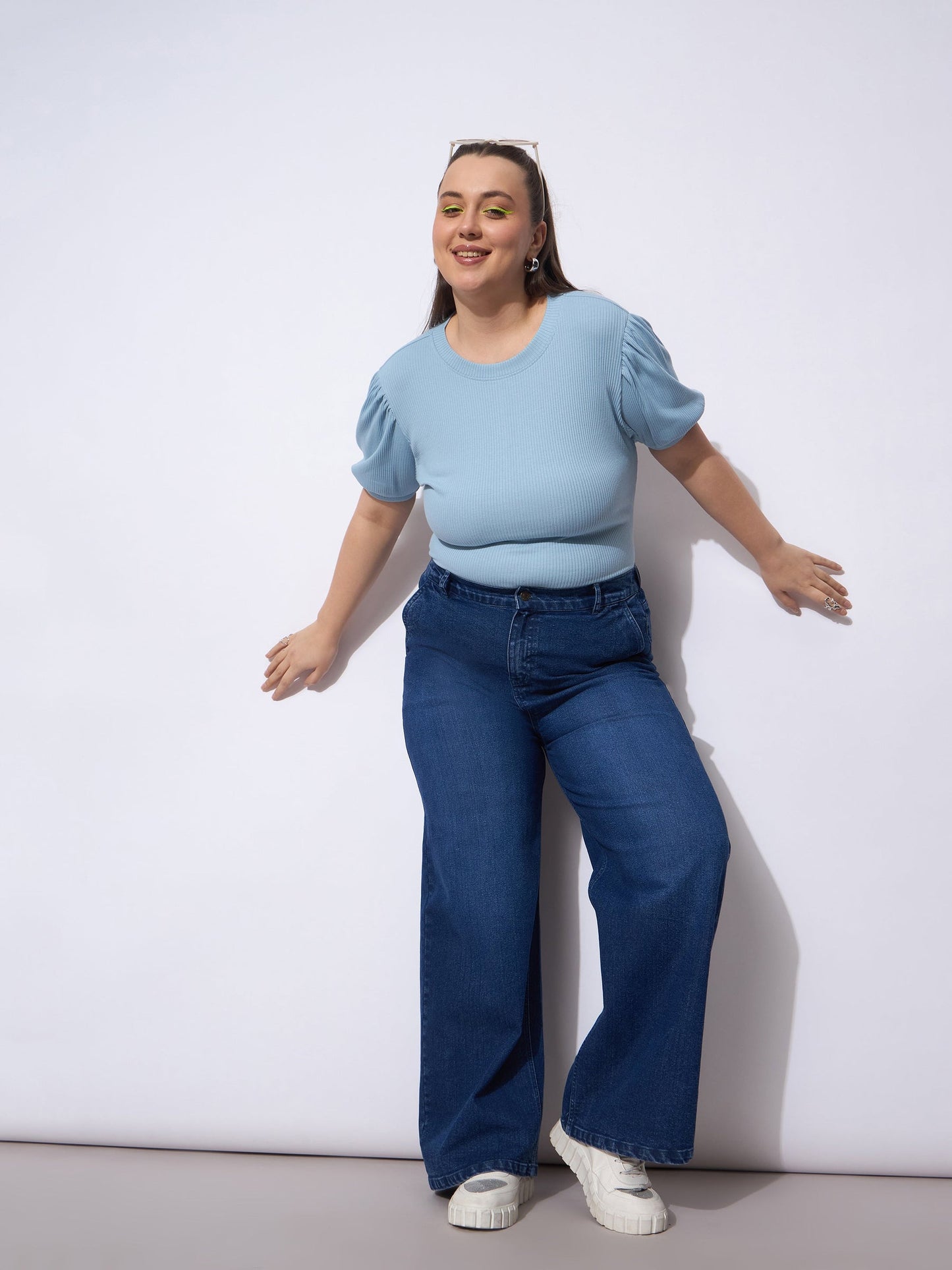 Women Navy Acid Wash Straight Fit Jeans