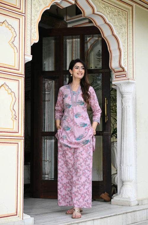 Chemistry Pink print cotton co-ord set
