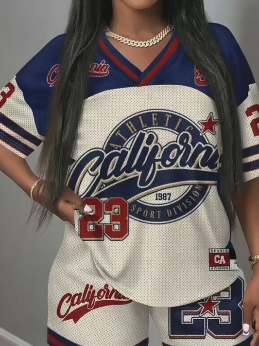 Retro California 2-Piece Mesh Casual Set