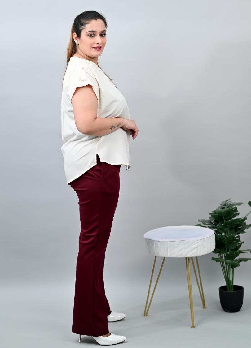 Stretchable Biowash Cotton Bootcut Flare Pants with Superior Elastic Belt