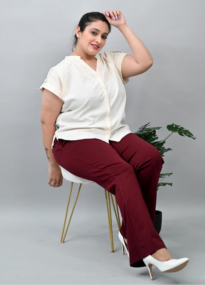 Stretchable Biowash Cotton Bootcut Flare Pants with Superior Elastic Belt